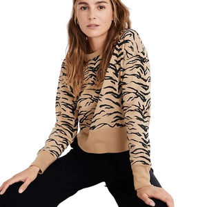 Madewell Crop Sweatshirt in Tiger Stripe Cropped Long Sleeve Sweater Size XS